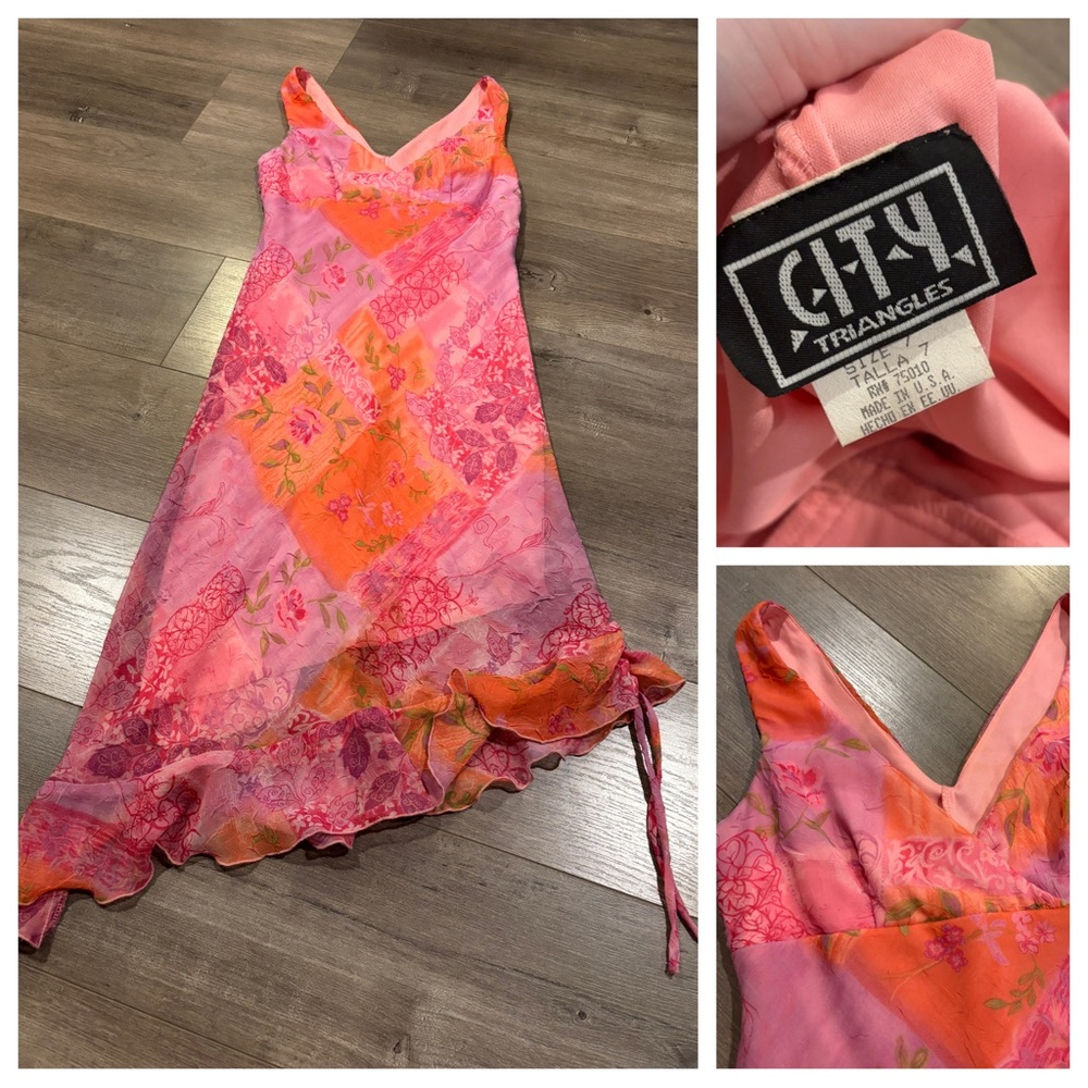 City Triangles Asymmetrical Pink and Orange Skirt